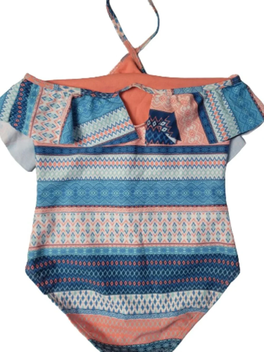 Lucky Brand Girls One Piece Swimsuit Geometric Print Size M 8/10 NWT
